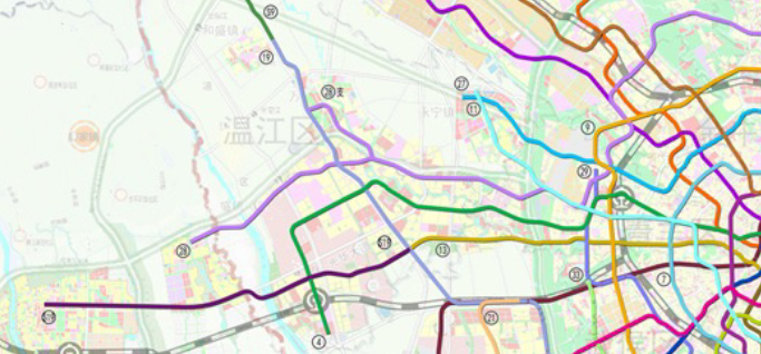 未来温江还规划有11,13,27,28号线,地铁4号线也将东延至金马一带.