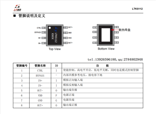 ltk5112完美替代ant8120,做32w单声道f类音频功放芯片