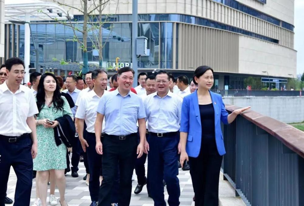 长沙市雨花区委书记张敏游览悦溪荟公园,步步高董事长王填等领导陪同