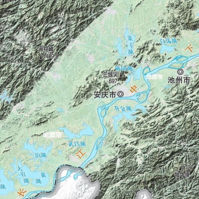 中国各省地形图-安徽省