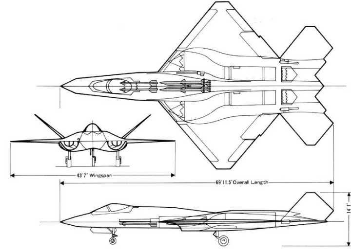 yf-23战斗机三视图