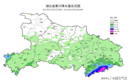 昨天鄂东南出现中到大雨,其中咸宁,黄石部分地区出现暴雨和大暴雨