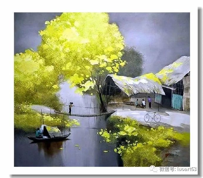 越南画家dangvancan一组美丽乡村水彩作品,雅致唯美
