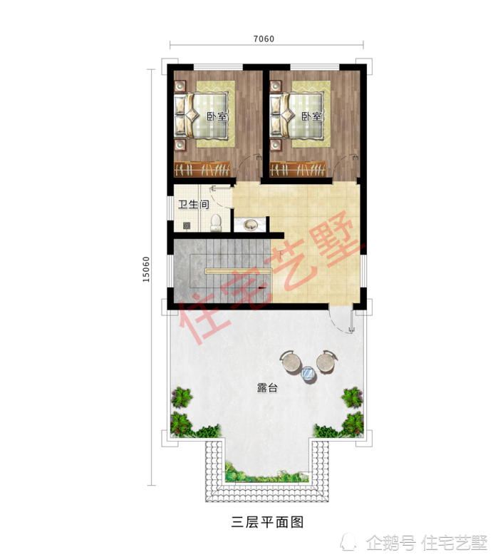 开间7米进深却有15米的宅基地,农村自建三层别墅设计图