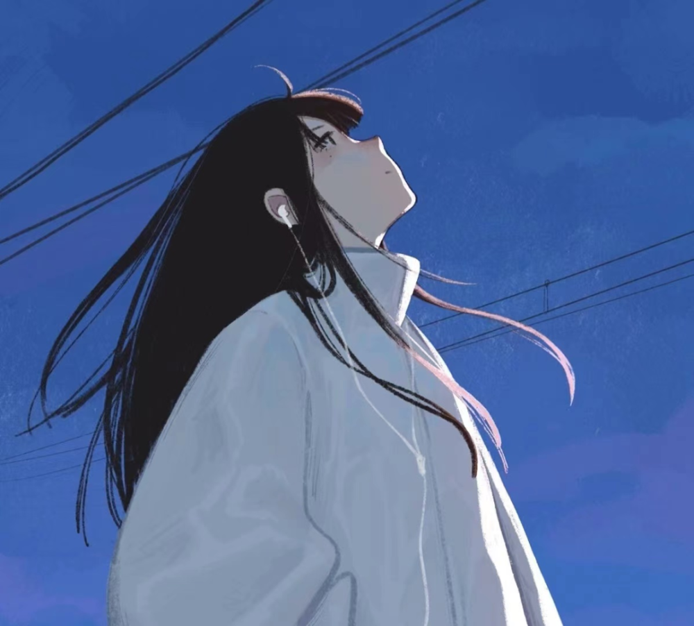 "蓝色系治愈意境孤独女头"