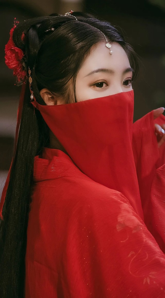 红衣汉服壁纸:人间酒暖春茫茫,花枝入帘白日长