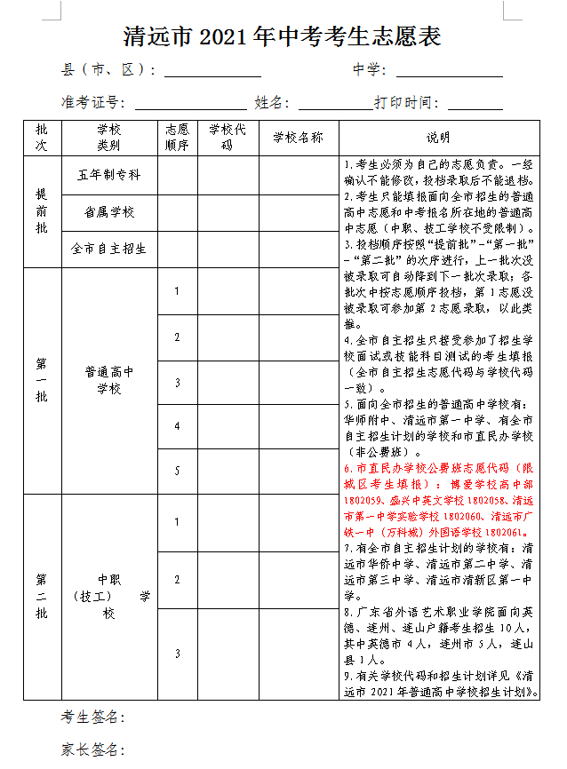 英德中考志愿填报今天开始!最新志愿代码发布!部分志愿有所调整