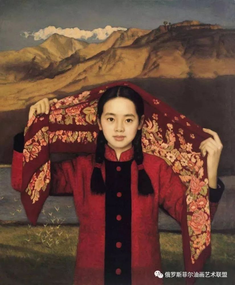少女与猫 80.5×101cm 1989年 布面油画