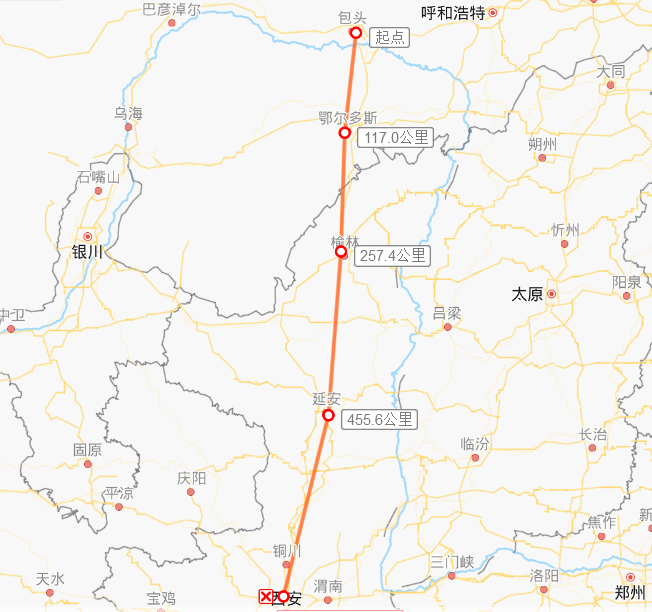 银川和太原就先和西安通了高铁,这样榆林和延安就一直没有高铁,而且