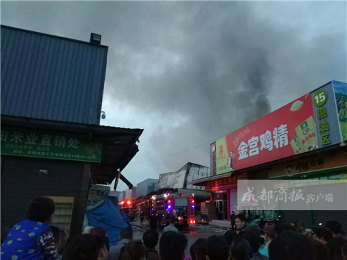 成都海霸王西部食品物流园区大火 多辆消防车