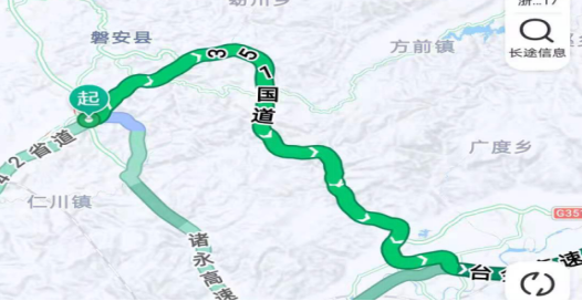 建议:街亭上高速往杭金衢高速 线路:磐安收费所下走219国道,351国道