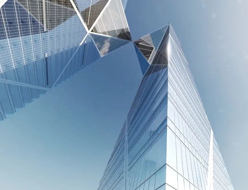 标志性的x形斜撑结构最早是为香港中银大厦而设计,在这个项目上我们