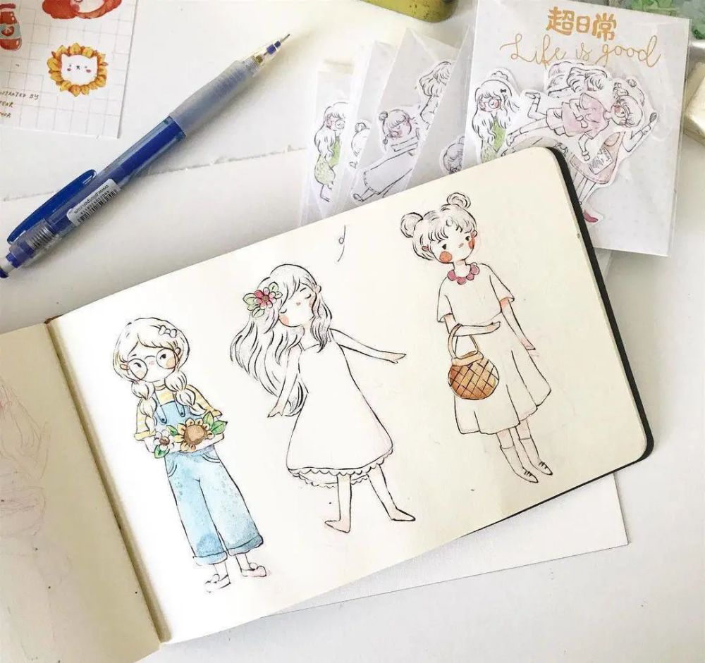 治愈风手绘|一组超好看的人物简笔画