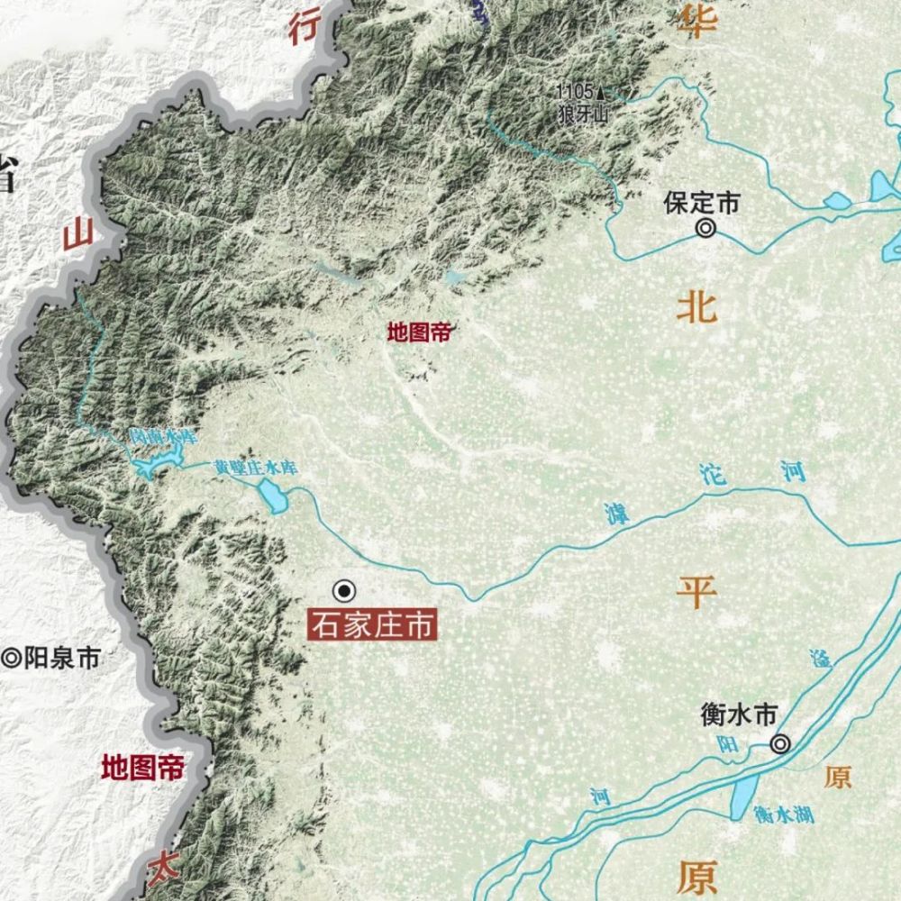 中国各省地形图-河北省