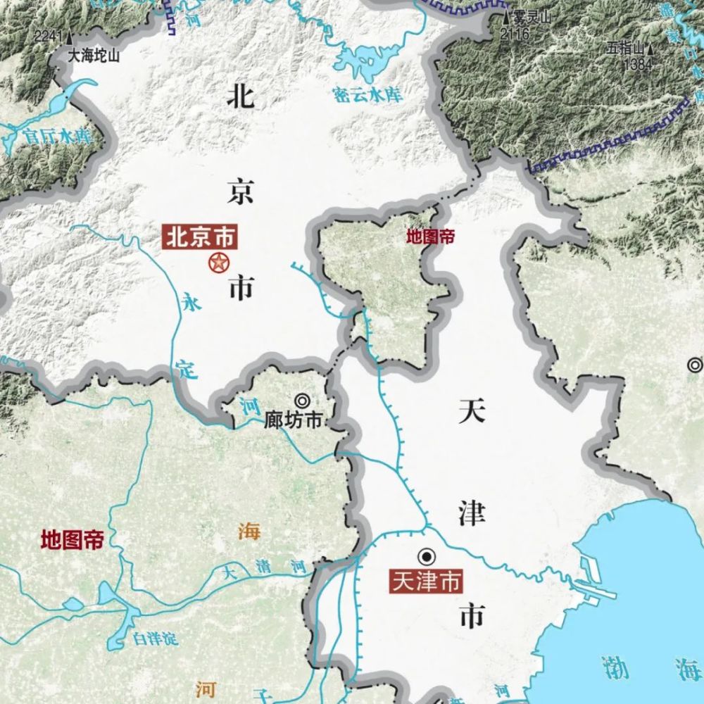 中国各省地形图-河北省