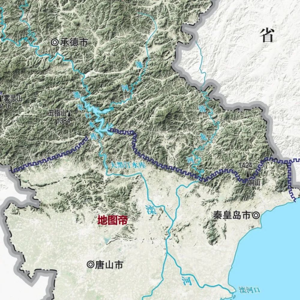 中国各省地形图-河北省