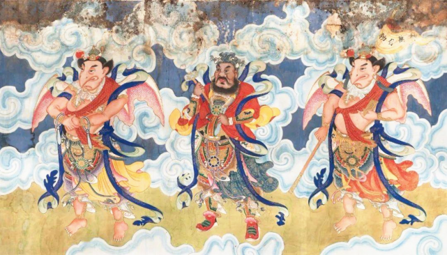 南方丙丁火雷大神壁玑,字文灵,面赤,威猛相,黑发,黄巾金甲,红袍,青勒