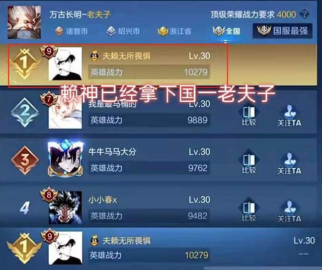 赖神已经拿下国一老夫子,吕德华却还在1600徘徊,id亮了