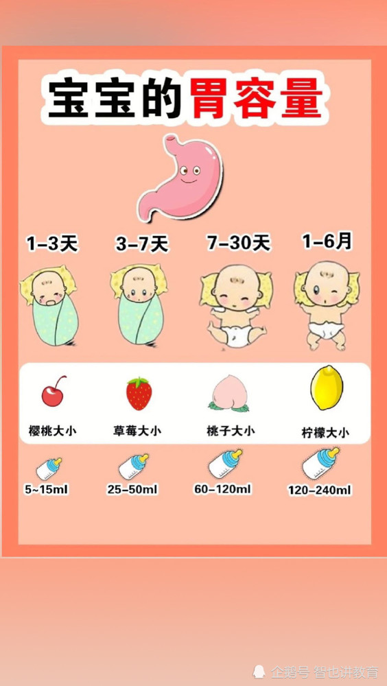 宝宝的胃容量有多大各月龄标准喂养量
