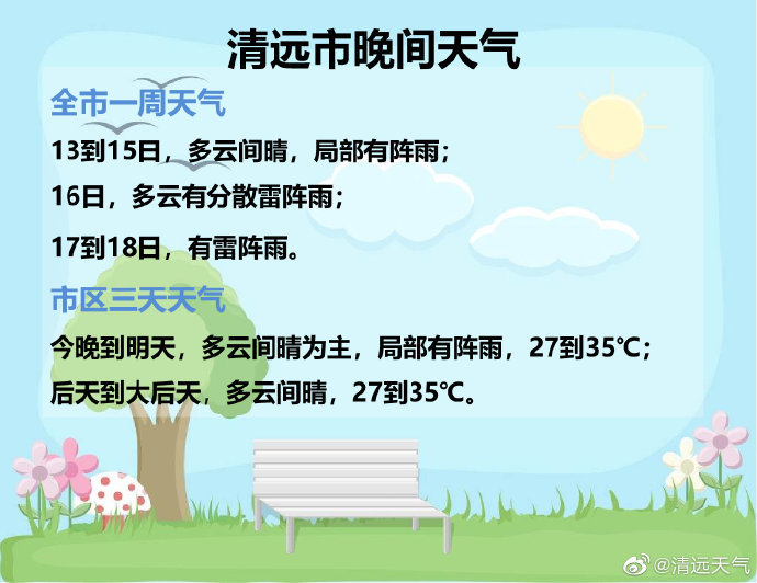 清远天气晚间天气