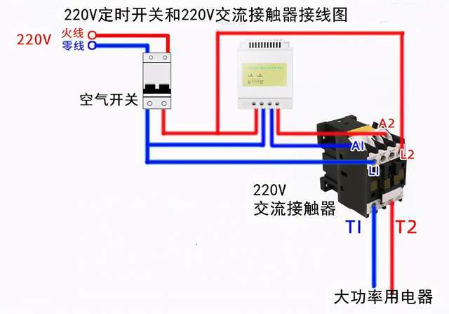 时控开关和交流接触器接线图