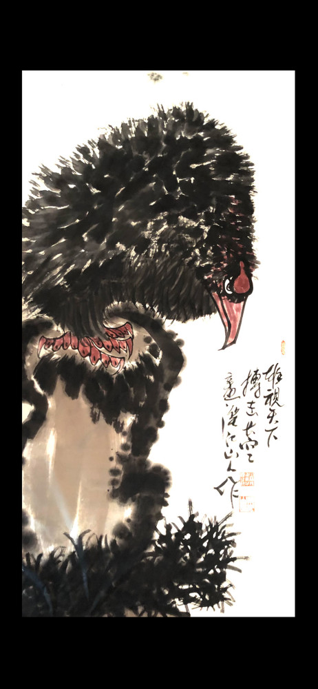 当代著名画鹰国画大师朱祖国作品