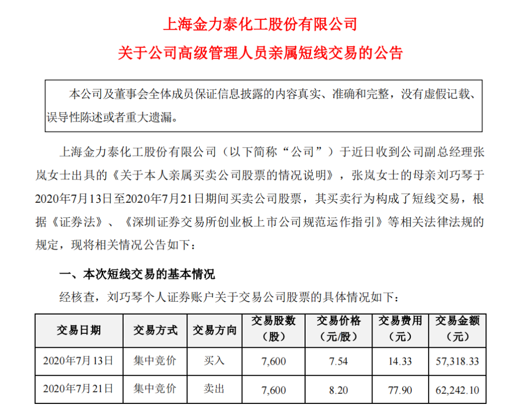 观察丨金力泰副总裁张岚是引咎辞职还是卷入股权之争