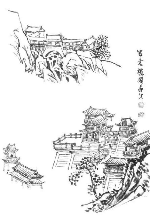 山水画技法:点景建筑