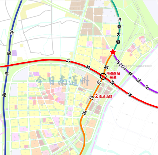 市区通过长江路,通宁大道以及北部县区可通过通皋大道等快速路与高铁
