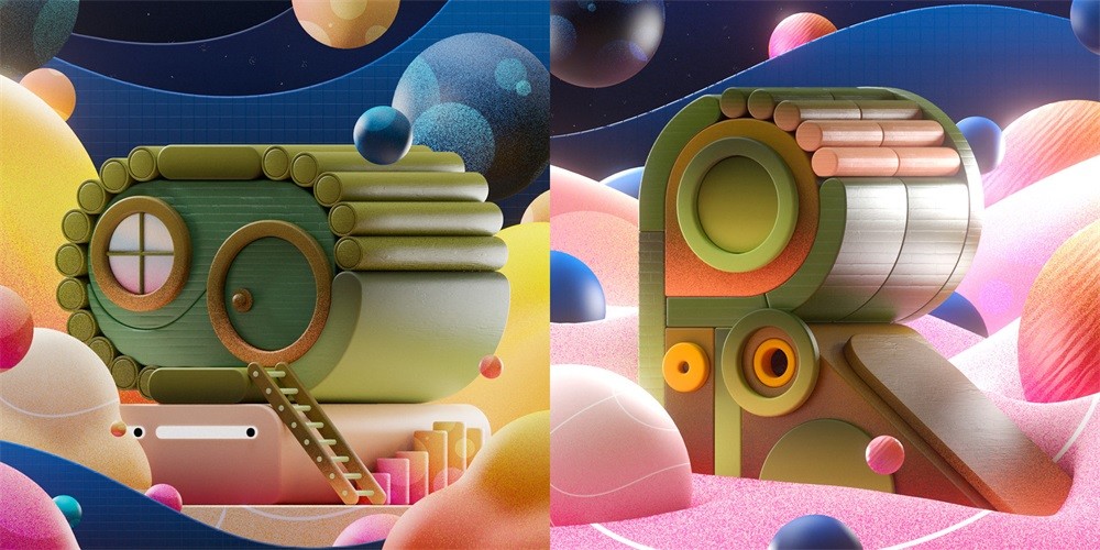五彩缤纷的世界!来自 romain braccini 的3d插画