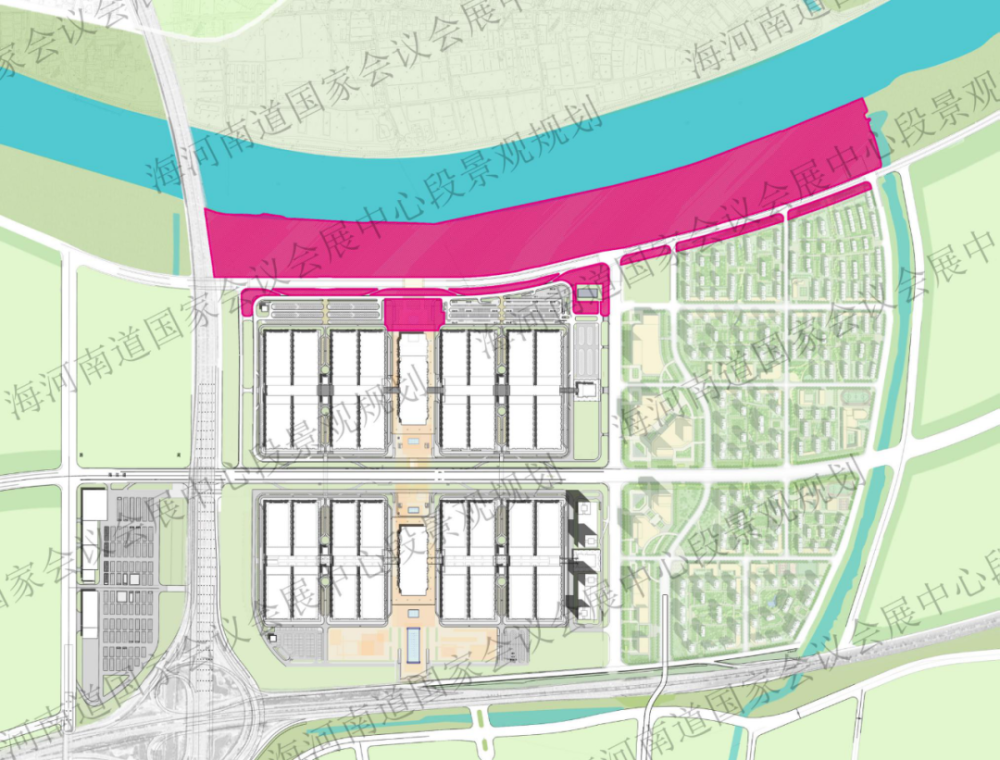 3,规划范围 海河南道国家会议会展中心段景观带,位于海河南岸,津南区