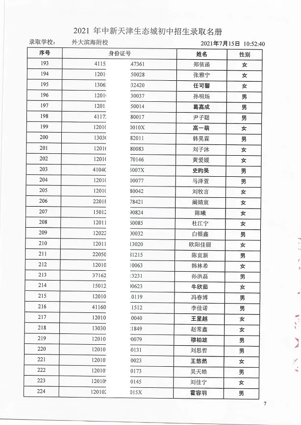 天津外国语大学附属滨海外国语学校(外大滨海附校),天津市南开中学