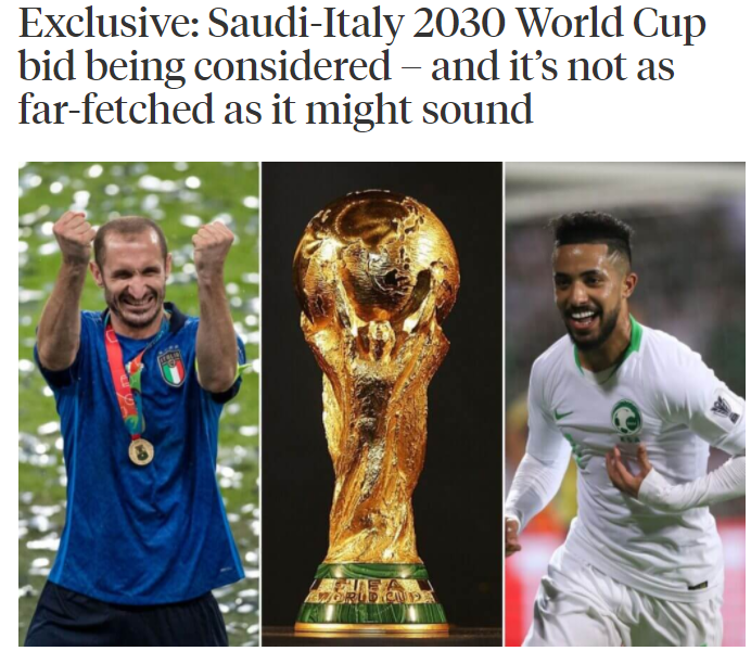 认真的!沙特考虑和意大利联合申办2030世界杯