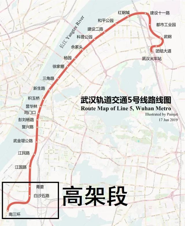 武汉地铁最新消息 【武汉地铁5号线】 由南三环站沿白沙洲大道向南