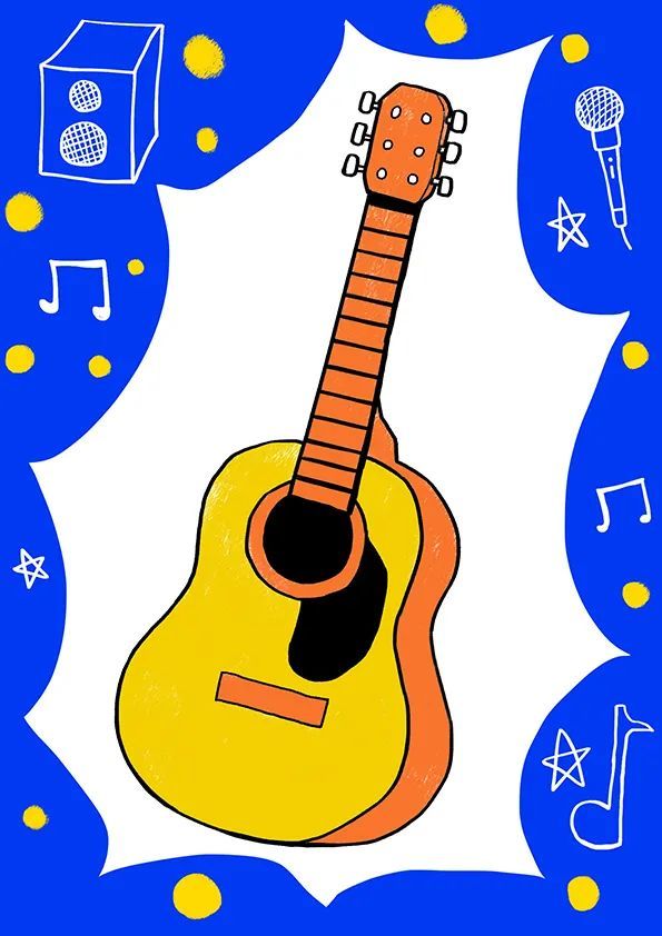少儿美术课件分享 简单有趣的剪贴画《吉他》