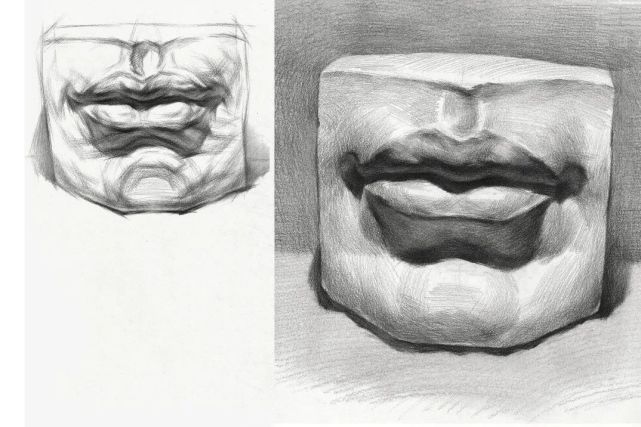 真人五官的结构及块面感那么就一起来学习吧01石膏嘴巴在常规光线下