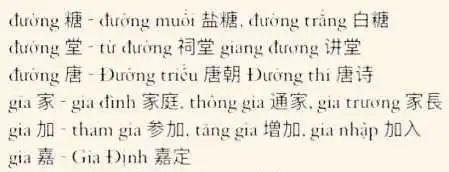 越南国语字对应的汉字