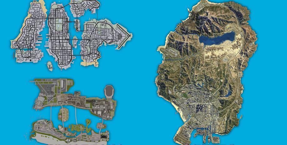 到现在gta系列中大地图已经有4个了,那么猜想就是这些地图都出现在gta