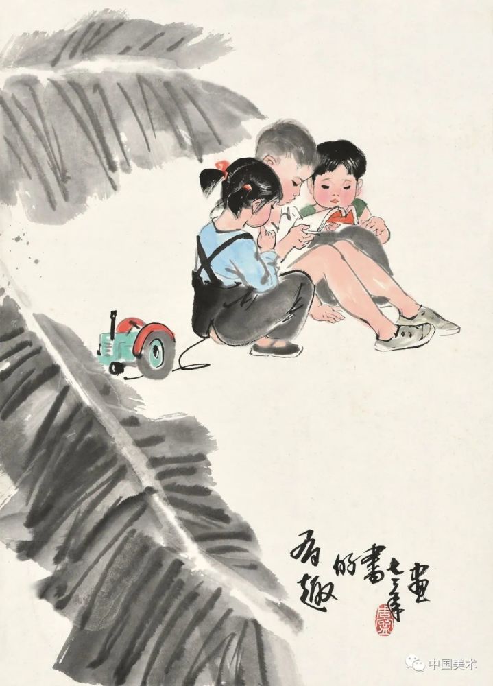 这是当代杰出的女画家周思聪画的一组趣味满满的水墨儿童画,她笔下的