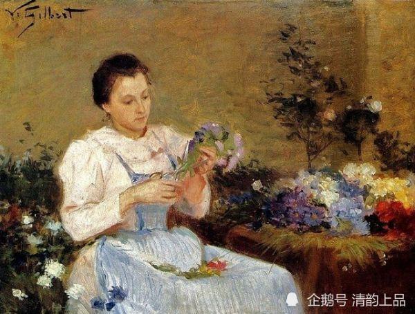 卖花女—法国画家维克多·加布里埃尔·吉尔伯特油画作品欣赏