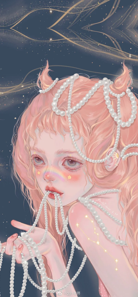 十二星座插画ins风少女壁纸