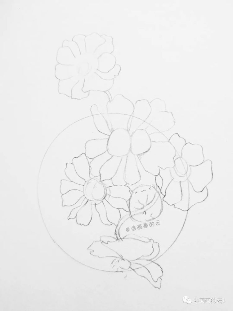手把手教你画简笔画,5朵小花组成一幅画,收藏,学习!