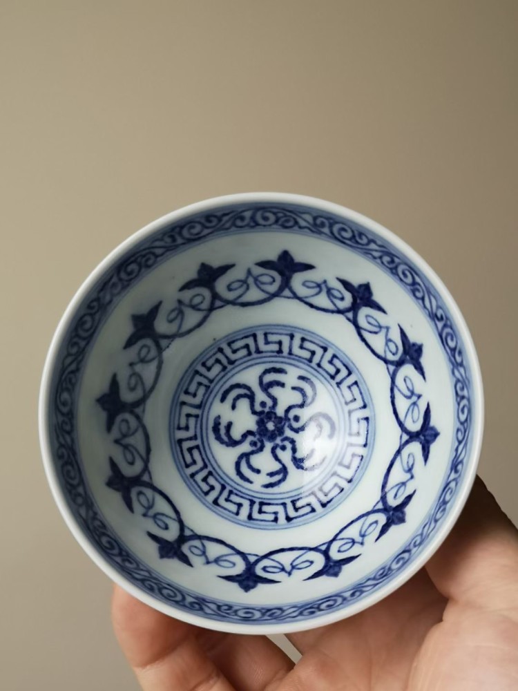 青花瓷 描金宝相鸡心杯 生活碰瓷家