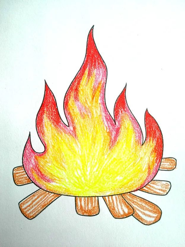 少儿美术课件分享 综合材质《热情的篝火》