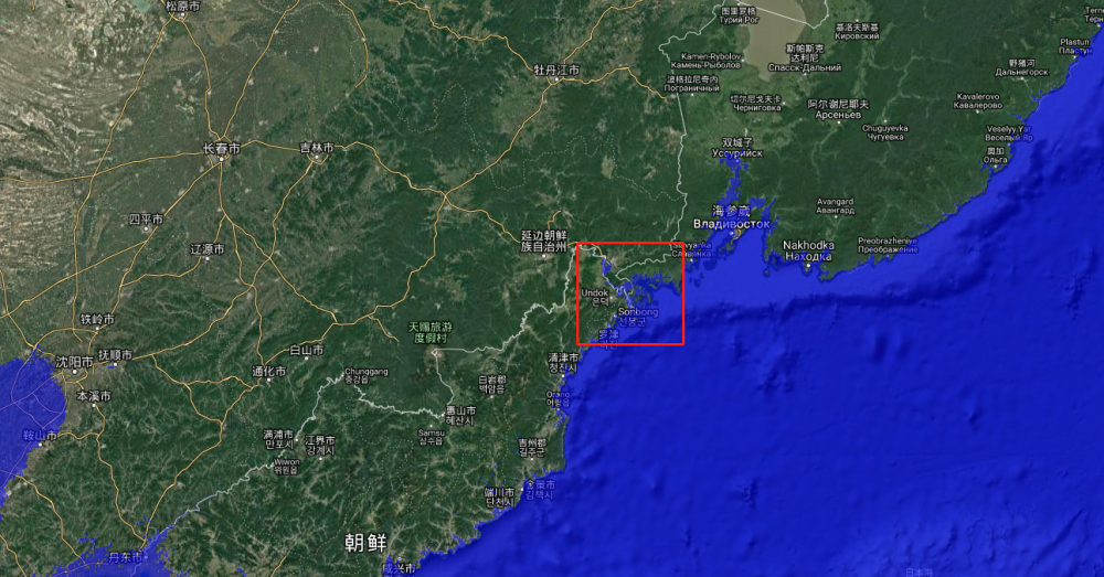 我们通过地图来看一下海平面上升10米和海平面上升30米之后图们江入