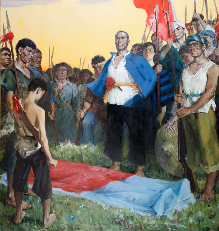 《英勇不屈》 全山石 1961年 油画 233cm×219cm 中国人民革命军事