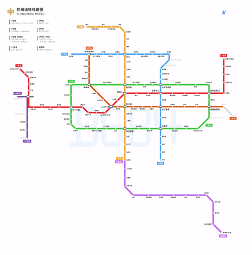 郑州地铁线路总图绿色为5号线