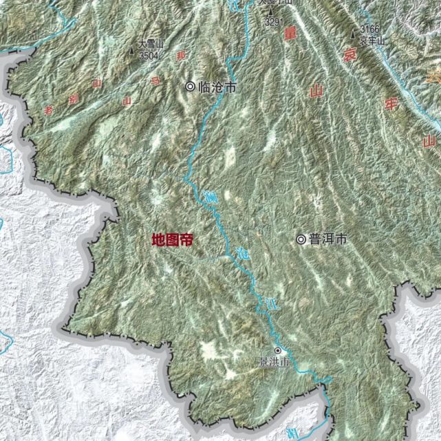 中国各省地形图-云南省