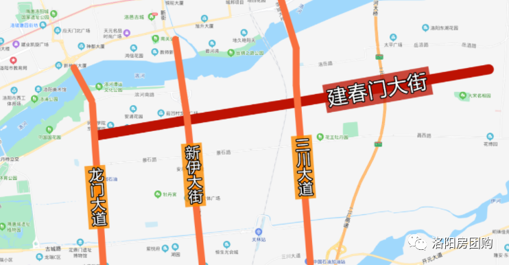 建春门大街西起龙门大道,东至光武大道,定位城市主干道