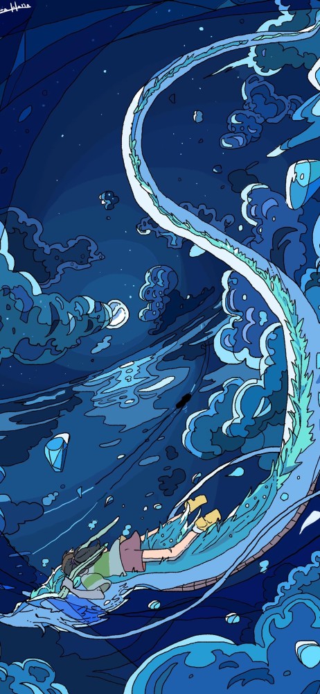 这组蓝色插画风锁屏壁纸真的美哭了